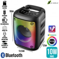 Caixa de Som Bluetooth 10W RGB KTS-1576 X-Cell - Preta